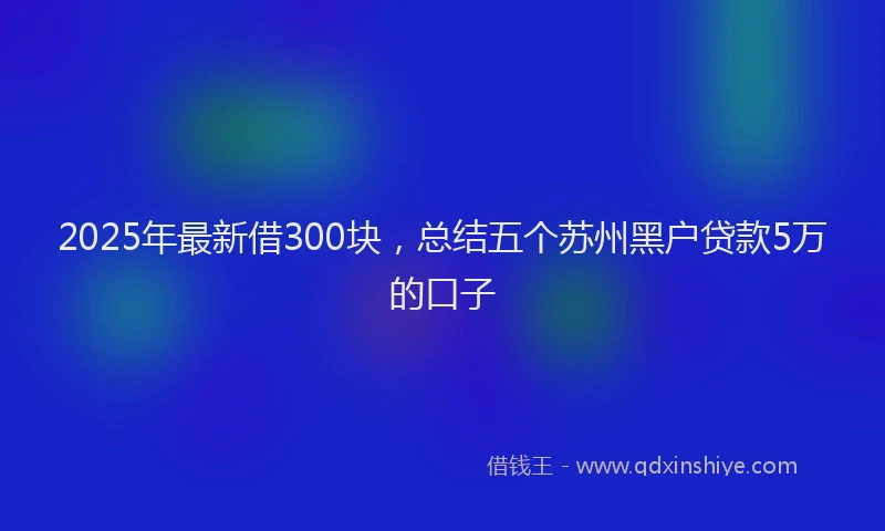 2025年最新借300块，总结五个苏州黑户贷款5万的口子