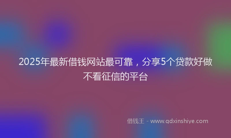 2025年最新借钱网站最可靠，分享5个贷款好做不看征信的平台