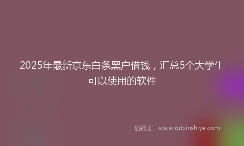 2025年最新京东白条黑户借钱，汇总5个大学生可以使用的软件