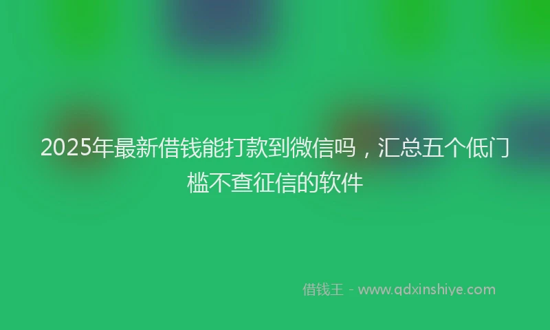 2025年最新借钱能打款到微信吗，汇总五个低门槛不查征信的软件