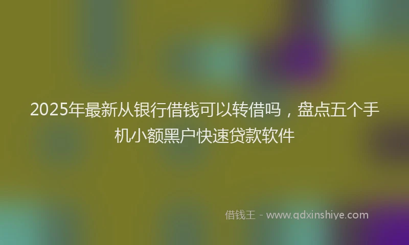 2025年最新从银行借钱可以转借吗，盘点五个手机小额黑户快速贷款软件