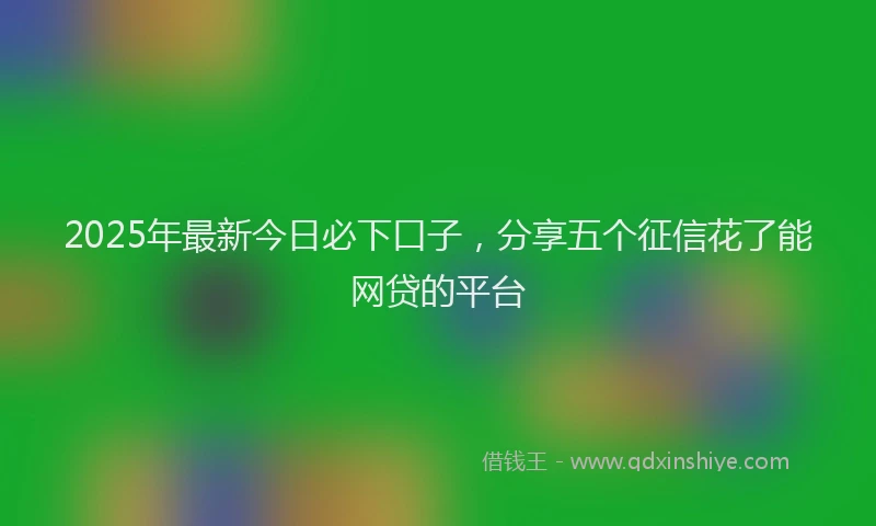 2025年最新今日必下口子，分享五个征信花了能网贷的平台