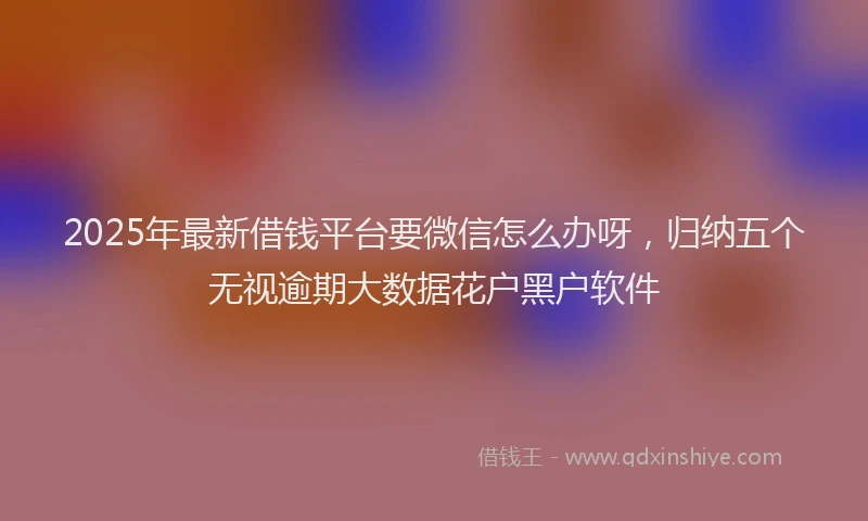 2025年最新借钱平台要微信怎么办呀，归纳五个无视逾期大数据花户黑户软件