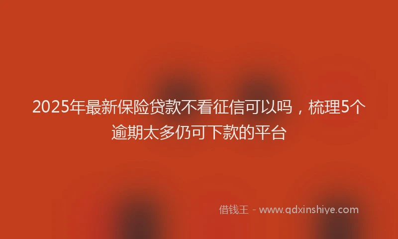 2025年最新保险贷款不看征信可以吗，梳理5个逾期太多仍可下款的平台