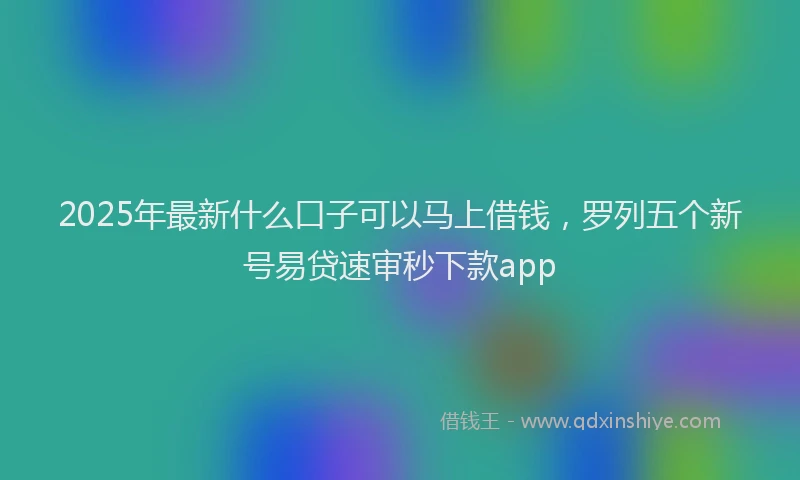 2025年最新什么口子可以马上借钱，罗列五个新号易贷速审秒下款app
