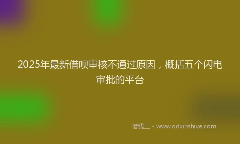 2025年最新借呗审核不通过原因，概括五个闪电审批的平台