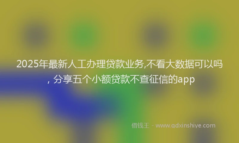 2025年最新人工办理贷款业务,不看大数据可以吗，分享五个小额贷款不查征信的app