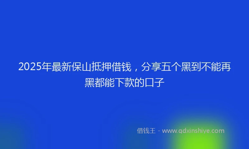 2025年最新保山抵押借钱，分享五个黑到不能再黑都能下款的口子