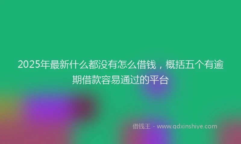 2025年最新什么都没有怎么借钱，概括五个有逾期借款容易通过的平台