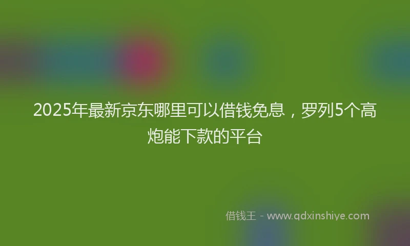 2025年最新京东哪里可以借钱免息，罗列5个高炮能下款的平台