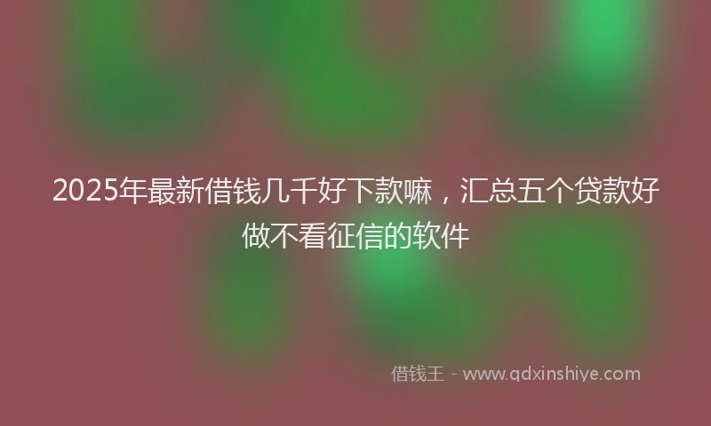 2025年最新借钱几千好下款嘛，汇总五个贷款好做不看征信的软件