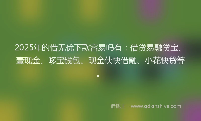 2025年的借无优下款容易吗有：借贷易融贷宝、壹现金、哆宝钱包、现金侠快借融、小花快贷等。