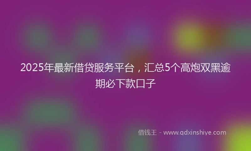 2025年最新借贷服务平台，汇总5个高炮双黑逾期必下款口子