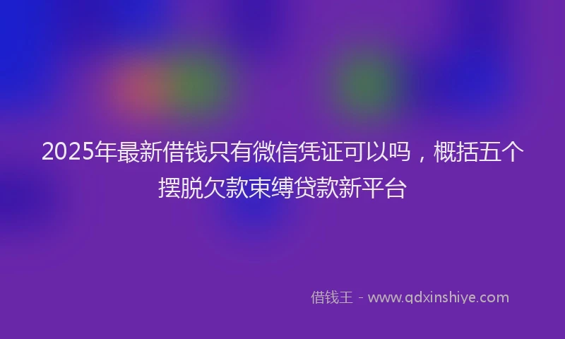 2025年最新借钱只有微信凭证可以吗，概括五个摆脱欠款束缚贷款新平台