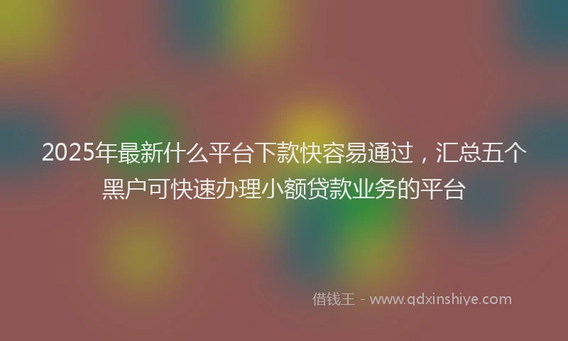 2025年最新什么平台下款快容易通过，汇总五个黑户可快速办理小额贷款业务的平台
