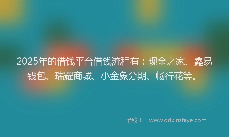 2025年的借钱平台借钱流程有：现金之家、鑫易钱包、瑞耀商城、小金象分期、畅行花等。