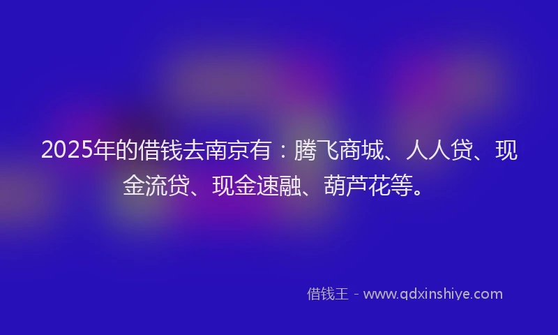 2025年的借钱去南京有：腾飞商城、人人贷、现金流贷、现金速融、葫芦花等。