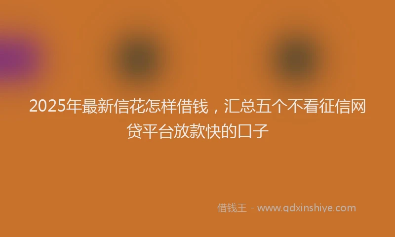 2025年最新信花怎样借钱，汇总五个不看征信网贷平台放款快的口子