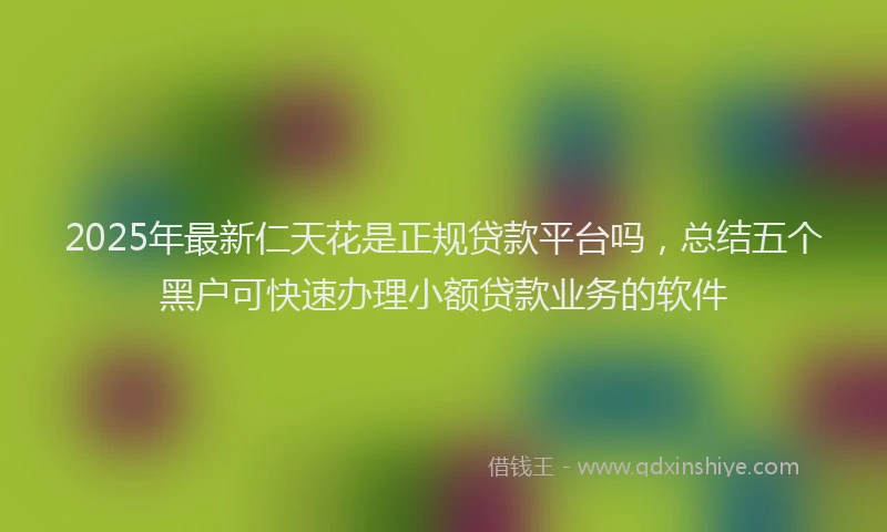 2025年最新仁天花是正规贷款平台吗，总结五个黑户可快速办理小额贷款业务的软件