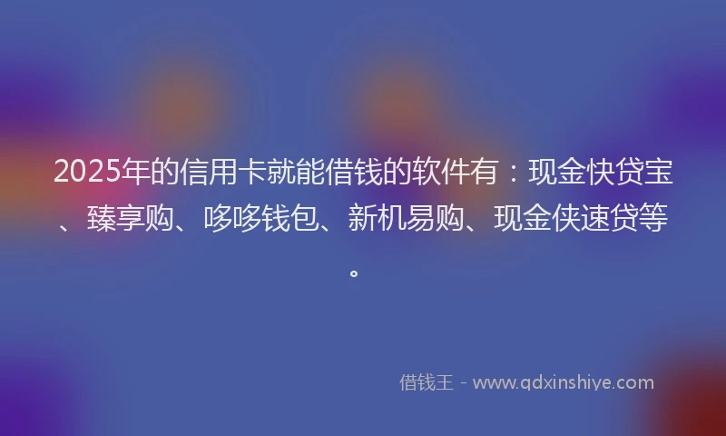 2025年的信用卡就能借钱的软件有：现金快贷宝、臻享购、哆哆钱包、新机易购、现金侠速贷等。