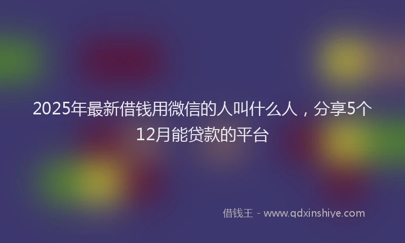 2025年最新借钱用微信的人叫什么人，分享5个12月能贷款的平台