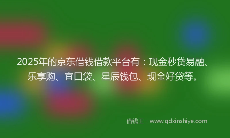 2025年的京东借钱借款平台有：现金秒贷易融、乐享购、宜口袋、星辰钱包、现金好贷等。