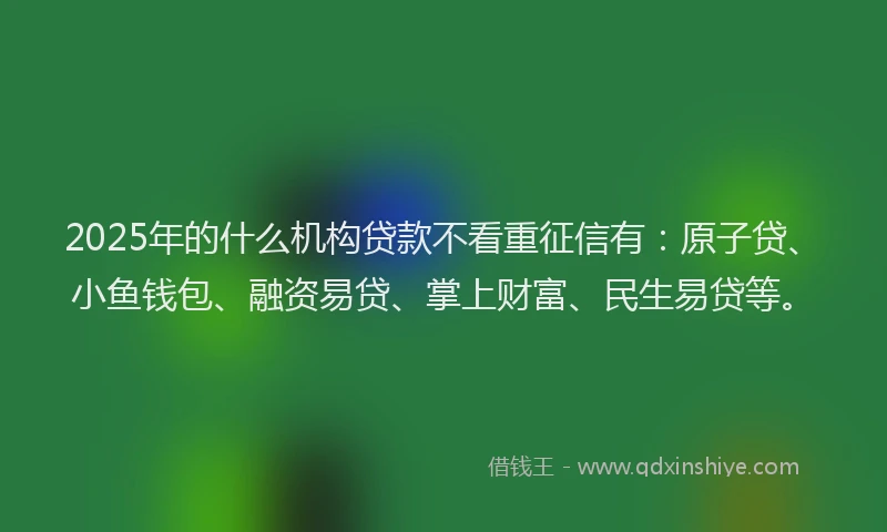 2025年的什么机构贷款不看重征信有：原子贷、小鱼钱包、融资易贷、掌上财富、民生易贷等。