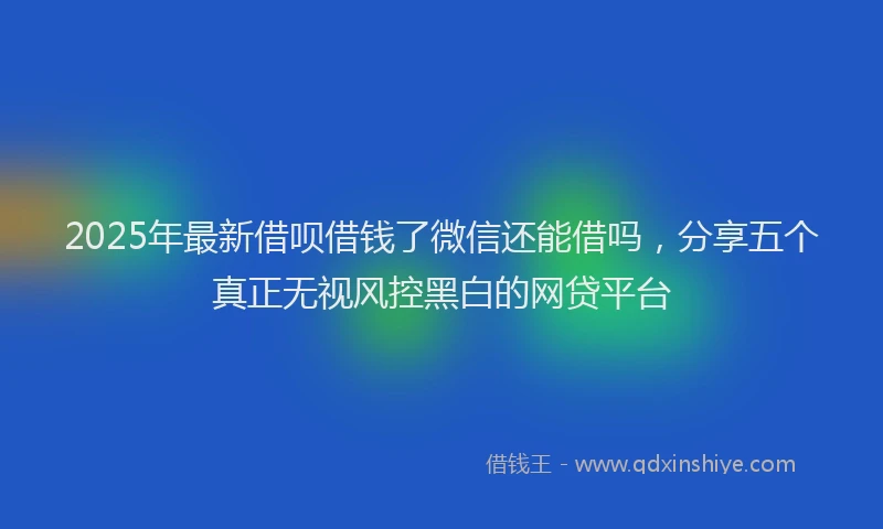 2025年最新借呗借钱了微信还能借吗，分享五个真正无视风控黑白的网贷平台