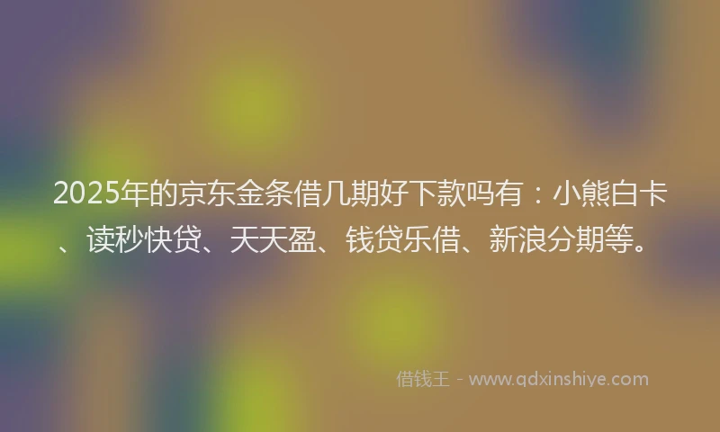 2025年的京东金条借几期好下款吗有：小熊白卡、读秒快贷、天天盈、钱贷乐借、新浪分期等。