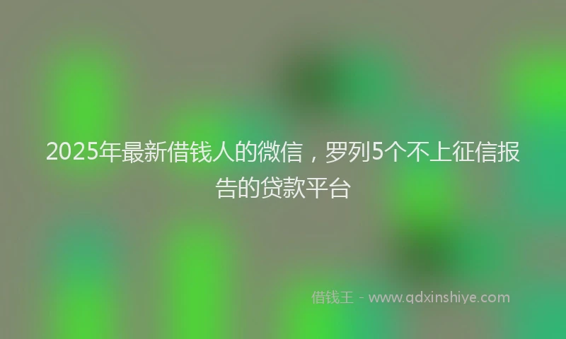 2025年最新借钱人的微信，罗列5个不上征信报告的贷款平台