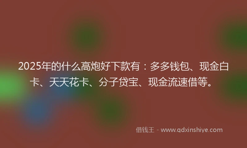 2025年的什么高炮好下款有：多多钱包、现金白卡、天天花卡、分子贷宝、现金流速借等。
