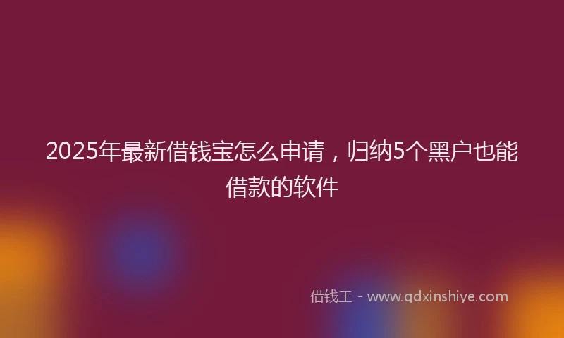 2025年最新借钱宝怎么申请，归纳5个黑户也能借款的软件