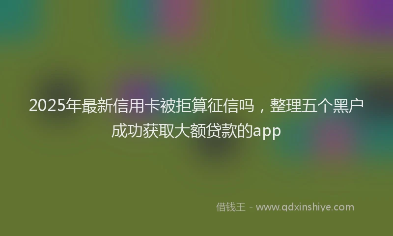 2025年最新信用卡被拒算征信吗，整理五个黑户成功获取大额贷款的app