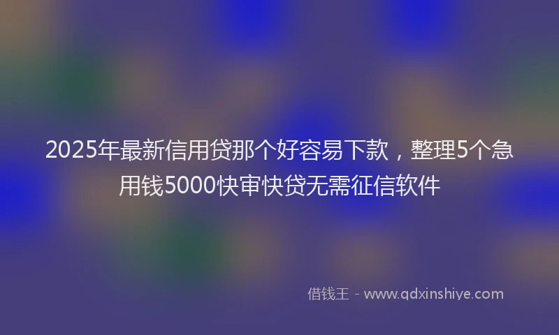 2025年最新信用贷那个好容易下款，整理5个急用钱5000快审快贷无需征信软件