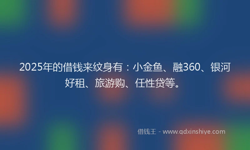 2025年的借钱来纹身有：小金鱼、融360、银河好租、旅游购、任性贷等。