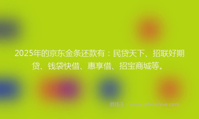 2025年的京东金条还款有：民贷天下、招联好期贷、钱袋快借、惠享借、招宝商城等。