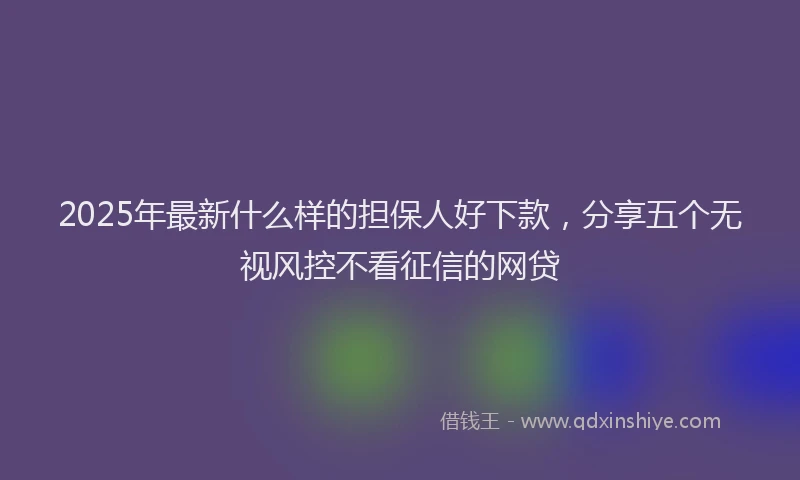 2025年最新什么样的担保人好下款，分享五个无视风控不看征信的网贷