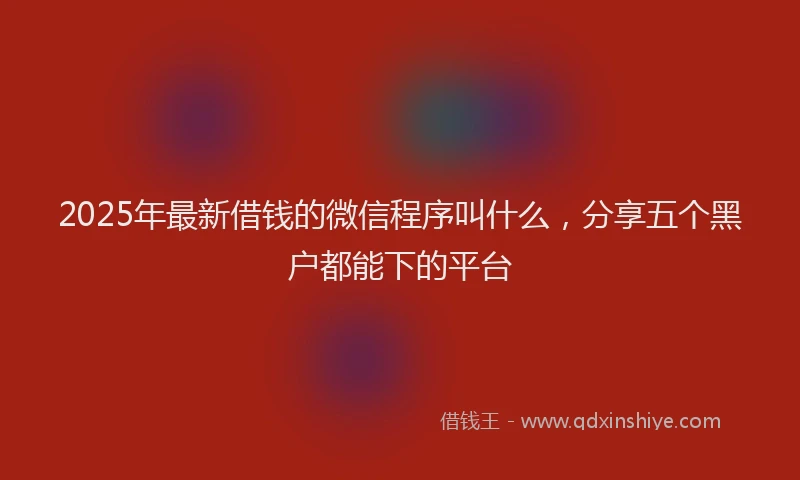 2025年最新借钱的微信程序叫什么，分享五个黑户都能下的平台