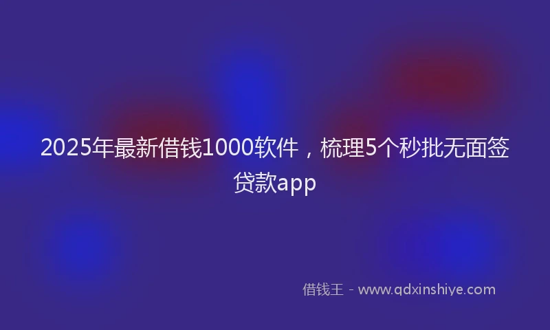 2025年最新借钱1000软件，梳理5个秒批无面签贷款app
