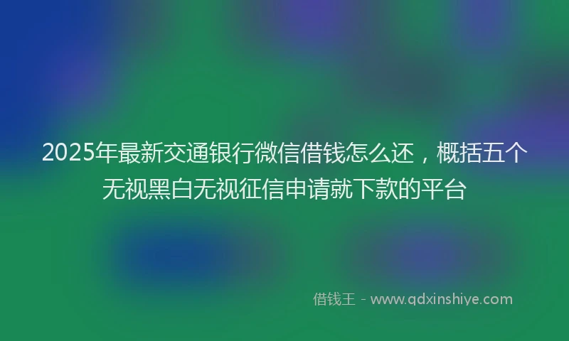 2025年最新交通银行微信借钱怎么还，概括五个无视黑白无视征信申请就下款的平台