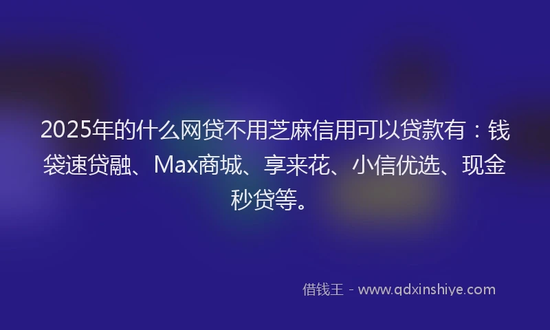 2025年的什么网贷不用芝麻信用可以贷款有：钱袋速贷融、Max商城、享来花、小信优选、现金秒贷等。