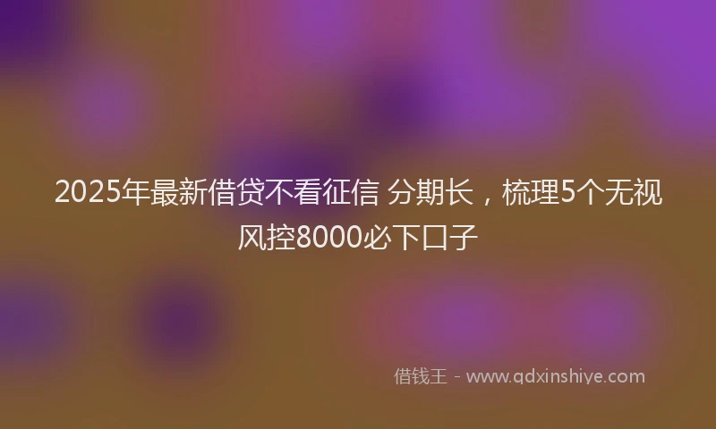 2025年最新借贷不看征信 分期长，梳理5个无视风控8000必下口子