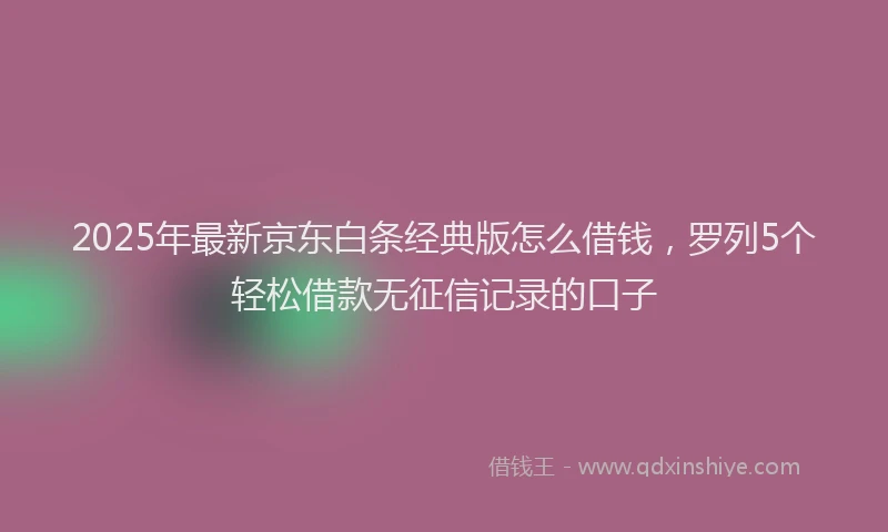 2025年最新京东白条经典版怎么借钱，罗列5个轻松借款无征信记录的口子