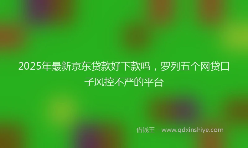 2025年最新京东贷款好下款吗，罗列五个网贷口子风控不严的平台