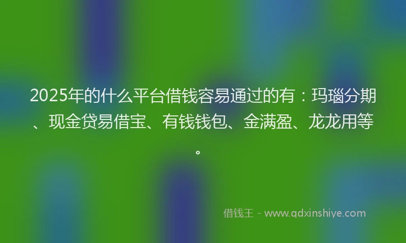 2025年的什么平台借钱容易通过的有：玛瑙分期、现金贷易借宝、有钱钱包、金满盈、龙龙用等。