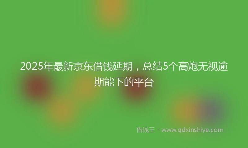 2025年最新京东借钱延期，总结5个高炮无视逾期能下的平台