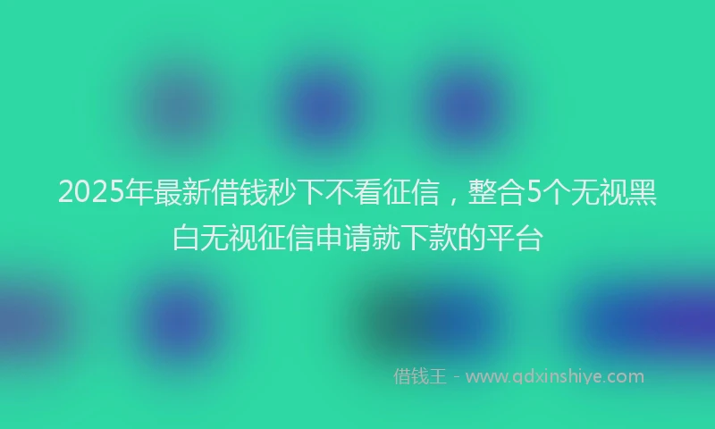2025年最新借钱秒下不看征信，整合5个无视黑白无视征信申请就下款的平台