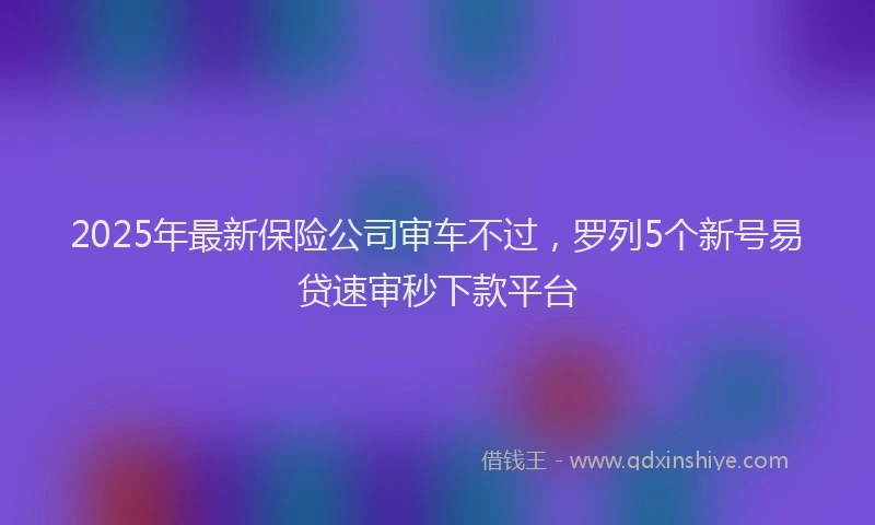 2025年最新保险公司审车不过，罗列5个新号易贷速审秒下款平台
