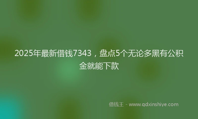 2025年最新借钱7343，盘点5个无论多黑有公积金就能下款