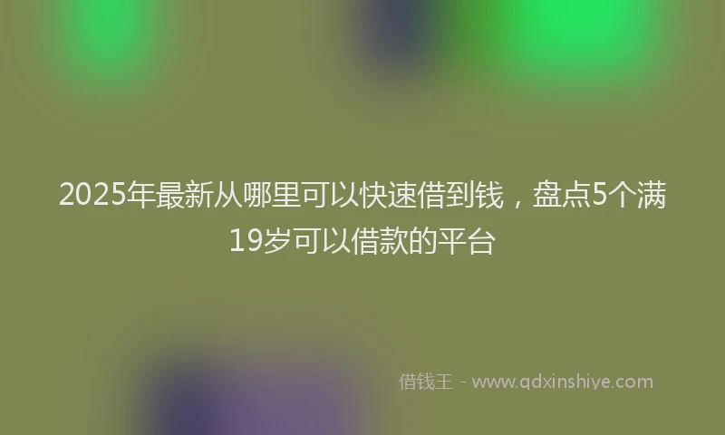 2025年最新从哪里可以快速借到钱，盘点5个满19岁可以借款的平台